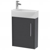 Hudson Reed Juno Compact RH Wall Hung Vanity Unit and Basin 440mm Wide - Graphite Grey