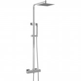 Hudson Reed Luxury Square Thermostatic Bar Mixer Shower with Shower Kit and Fixed Head - Chrome