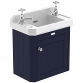 Hudson Reed Old London Wall Hung Vanity Unit with 2TH Basin 500mm Wide - Twilight Blue