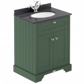 Hudson Reed Old London Floor Standing Vanity Unit with 1TH Black Marble Top Basin 620mm Wide - Hunter Green