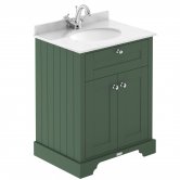 Hudson Reed Old London Floor Standing Vanity Unit with 1TH White Marble Top Basin 620mm Wide - Hunter Green