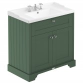 Hudson Reed Old London Floor Standing Vanity Unit with 3TH Basin 820mm Wide - Hunter Green