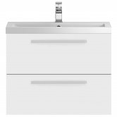 Hudson Reed Quartet Vanity Unit with Basin 720mm Wide Wall Mounted - Gloss White