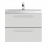 Hudson Reed Quartet Vanity Unit with Basin 720mm Wide Wall Mounted - Gloss Grey Mist