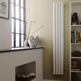 Hudson Reed Revive Space-Saving Double Designer Vertical Radiator 1800mm H x 237mm W White