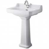 Hudson Reed Richmond Basin with Full Pedestal 595mm Wide - 1 Tap Hole