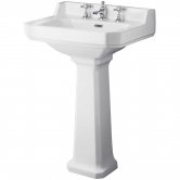 Hudson Reed Richmond Basin and Full Pedestal 560mm W - 3 Tap Hole