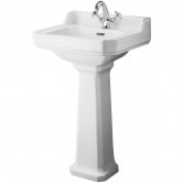 Hudson Reed Richmond Basin and Comfort Height Full Pedestal 500mm Wide - 1 Tap Hole