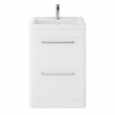 Hudson Reed Solar Floor Standing Vanity Unit with Ceramic Basin 600mm Wide - Pure White
