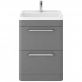 Hudson Reed Solar Floor Standing Vanity Unit with Basin 600mm Wide - Cool Grey