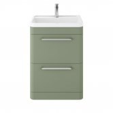 Hudson Reed Solar Floor Standing Vanity Unit with Polymarble Basin 600mm Wide - Fern Green