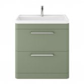 Hudson Reed Solar Floor Standing Vanity Unit with Polymarble Basin 800mm Wide - Fern Green