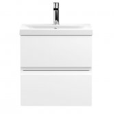 Hudson Reed Urban Wall Hung 2-Drawer Vanity Unit with Basin 1 Satin White - 500mm Wide