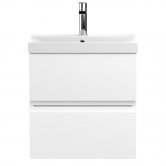Hudson Reed Urban Wall Hung 2-Drawer Vanity Unit with Basin 3 Satin White - 500mm Wide