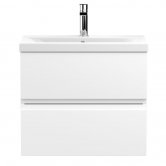 Hudson Reed Urban Wall Hung 2-Drawer Vanity Unit with Basin 1 Satin White - 600mm Wide