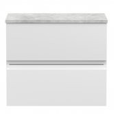 Hudson Reed Urban Wall Hung 2-Drawer Vanity Unit with Grey Worktop 600mm Wide - Satin White