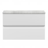 Hudson Reed Urban Wall Hung 2-Drawer Vanity Unit with Grey Worktop 800mm Wide - Satin White