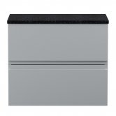 Hudson Reed Urban Wall Hung 2-Drawer Vanity Unit with Sparkling Black Worktop 600mm Wide - Satin Grey