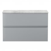 Hudson Reed Urban Wall Hung 2-Drawer Vanity Unit with Grey Worktop 800mm Wide - Satin Grey