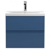 Hudson Reed Urban Wall Hung 2-Drawer Vanity Unit with Basin 1 Satin Blue - 600mm Wide