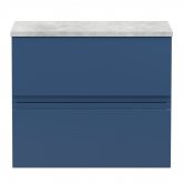 Hudson Reed Urban Wall Hung 2-Drawer Vanity Unit with Grey Worktop 600mm Wide - Satin Blue