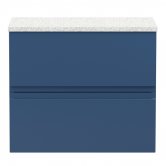 Hudson Reed Urban Wall Hung 2-Drawer Vanity Unit with Sparkling White Worktop 600mm Wide - Satin Blue