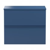 Hudson Reed Urban Wall Hung 2-Drawer Vanity Unit with Worktop 600mm Wide - Satin Blue