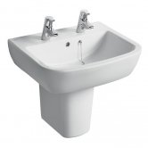 Ideal Standard Tempo Basin and Semi Pedestal 550mm Wide 2 Tap Holes