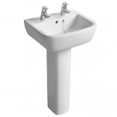 Ideal Standard Tempo Basin and Full Pedestal 500mm Wide 2 Tap Holes