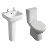 Ideal Standard Tempo Value Suite Horizontal Outlet Close Coupled Toilet 2 Tap Hole Basin - White