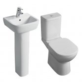 Ideal Standard Tempo Bathroom Cloakroom Suite Horizontal Pan 1 Tap Hole Basin - White