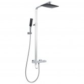 JTP Square Thermostatic Shower Pole with Overhead Shower and Hand Shower + Bath Spout
