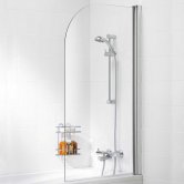 Signature Contract Curved Single Panel Hinged Bath Screen 1400mm H x 800mm W - 8mm Glass