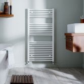 Heatwave Pisa Straight Heated Towel Rail - 1200mm H x 400mm W - White