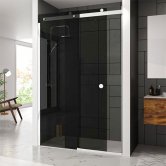 Merlyn 10 Series Sliding Shower Door 1400mm Wide Left Handed - Smoked Black Glass