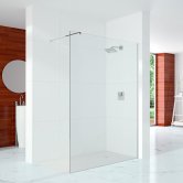 Merlyn 10 Series Wet Room Glass Panel with Wall Profile and Stabilising Bar 300mm Wide - 10mm Glass