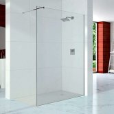 Merlyn 10 Series Wet Room Glass Panel with Wall Profile and Stabilising Bar 500mm Wide - 10mm Glass