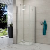 Merlyn 8 Series Double Folding Wet Room Glass Panel, 800mm x 800mm, 8mm Glass