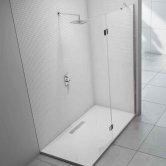 Merlyn 8 Series Wet Room Glass Panel with Curved Hinged Panel 1200mm Wide - 8mm Glass