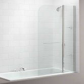 Merlyn Two Panel Round Top Hinged Bath Screen 1500mm H x 1150mm W - 6mm Glass