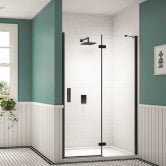 Merlyn Black Inline Recess Hinged Shower Door 1000mm Wide - 8mm Glass