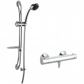 Nuie ABS Thermostatic Bar Shower Valve with Luxury Curved Slider Rail Kit - Chrome