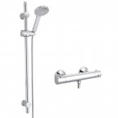 Nuie ABS Thermostatic Bar Shower Valve with Water Saving Slider Rail Kit - Chrome