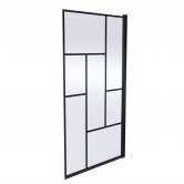 Nuie Abstract Square Black Bath Screen 1430mm H x 790mm W - 6mm Glass