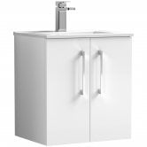 Nuie Arno Wall Hung 2-Door Vanity Unit with Basin-2 500mm Wide - Gloss White