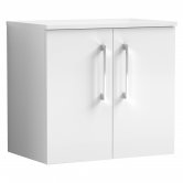 Nuie Arno Wall Hung 2-Door Vanity Unit with Worktop 600mm Wide - Gloss White