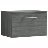 Nuie Arno Wall Hung 1-Drawer Vanity Unit with Worktop 600mm Wide - Anthracite Woodgrain