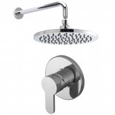 Nuie Arvan Round Manual Concealed Shower Valve with Fixed Head and Arm - Chrome