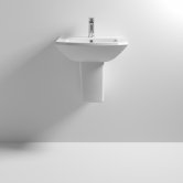 Nuie Asselby Basin and Semi Pedestal 500mm Wide 1 Tap Hole