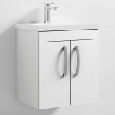 Nuie Athena Wall Hung 2-Door Vanity Unit with Basin-1 500mm Wide - Gloss White